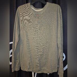 Ruff Hewn Men's Olive Green Heatheted Long Sleeve Henley Shirt